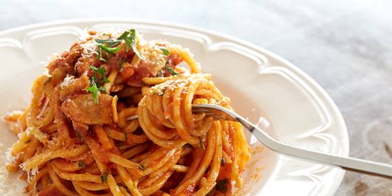 Spaghetti All'Amatriciana Pasta Campagnolo Toronto Dundas West